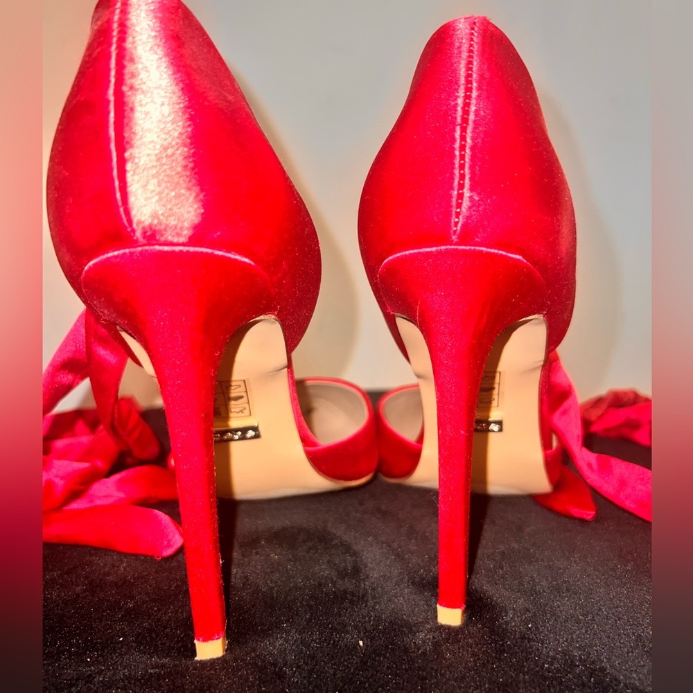 Fuscia wrap heels